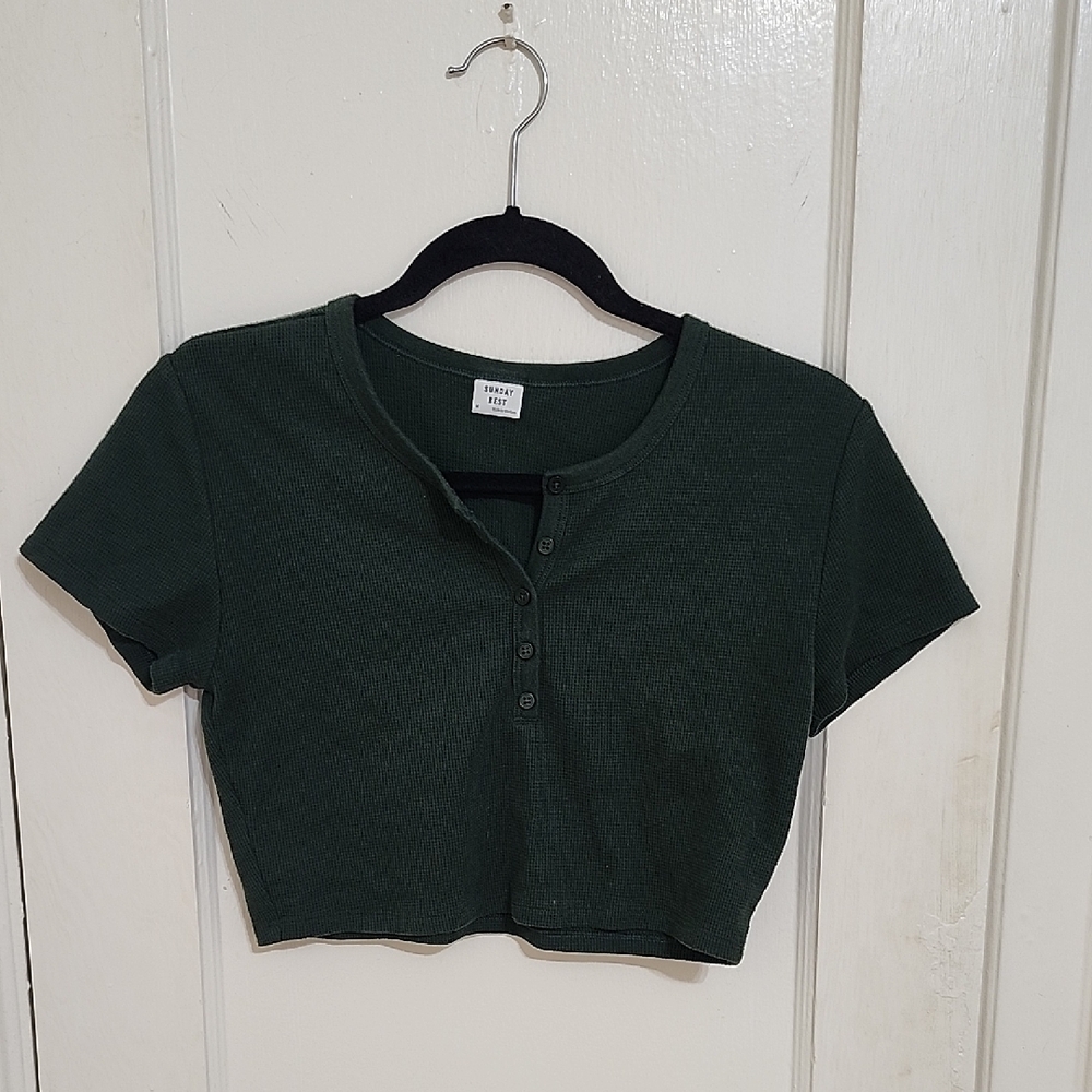 Scarab Aritzia Waffle Crop Sunday Best